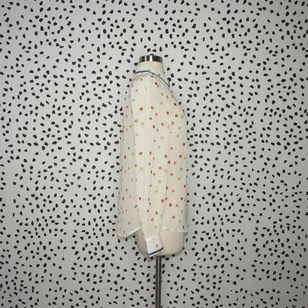 Modcloth Cream Polka Dot Print Be Buzzworthy Button Up Top - Picture 7 of 11